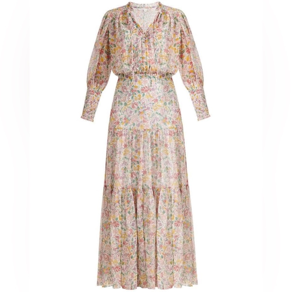 Veronica Beard Stacia Silk Floral Garden Maxi Dress | Size 4 | Wedding Guest
